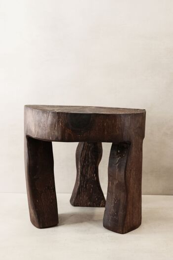 Tabouret/Table d'appoint en bois sculpté à la main - 48.2 1
