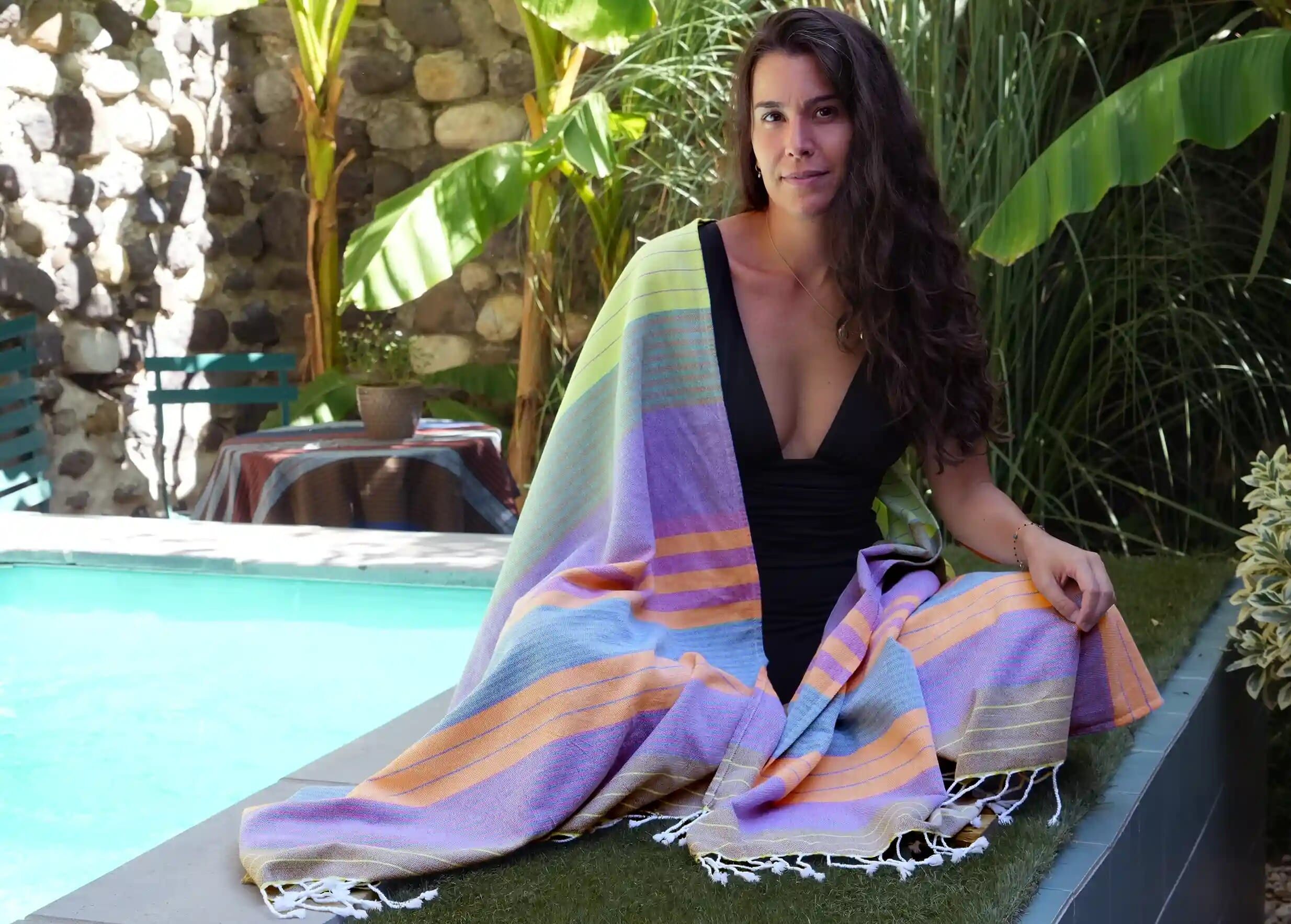 BIO-BAUMWOLLE FOUTA – SUD-Kollektion – Farbe PURPLE SUN