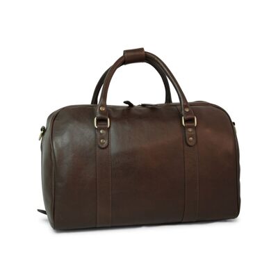 Leather travel bag - dark brown