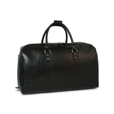 Large Leather Travel Duffel Bag - Black
