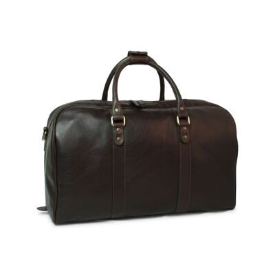 Large Leather Travel Duffel Bag - Dark Brown