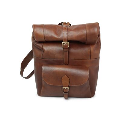 Leather backpack - chestnut