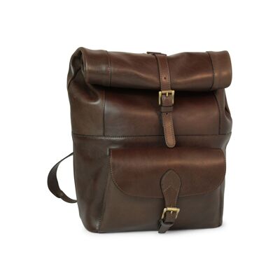 Leather backpack - dark brown