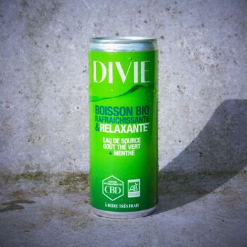 DIVIE Boisson Bio rafraîchissante et relaxante- Eau de source- Goût Thé vert et menthe- canette de 250 ml 4
