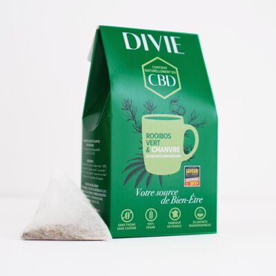 DIVIE INFUSION Box of 20 Green Rooïbos and Hemp sachets 44g ORGANIC
