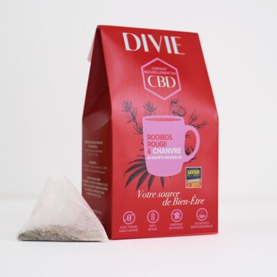 DIVIE INFUSION Box of 20 Red Rooïbos and Hemp sachets 44g ORGANIC