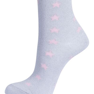 Calzini da donna con stelle glitterati Calzini alla caviglia scintillanti argento rosa