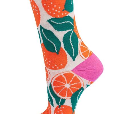 Womens Bamboo Fruit Socks Oranges Novelty Ankle Socks Pink