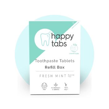 Recharge Menthe Fraîche | Comprimés de dentifrice | Approvisionnement de 2 mois | 120 comprimés (sans fluorure) 1