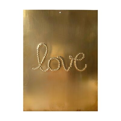 Wall decoration hammered brass plate "LOVE"