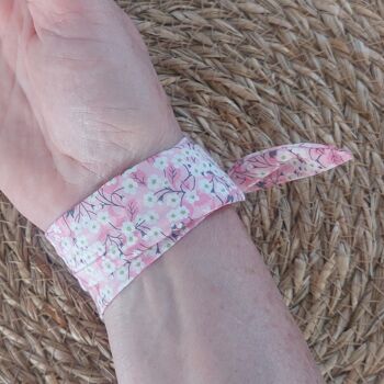 Foulard bracelet tissu rose femme, bracelet interchangeable pour montre Liberty mitsi valeria rose 2