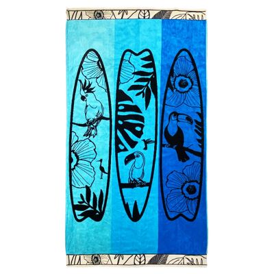 CORFOU Jacquard velvet terry beach towel 100x175cm