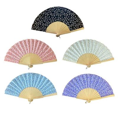 Assorted embroidered fabric fans