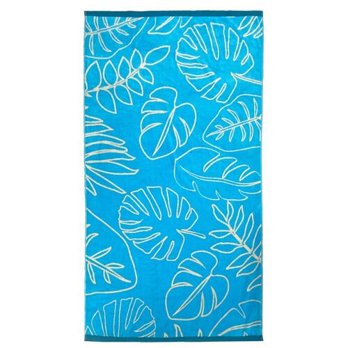 Serviette de plage éponge velours Jacquard KENTIA 100x175cm