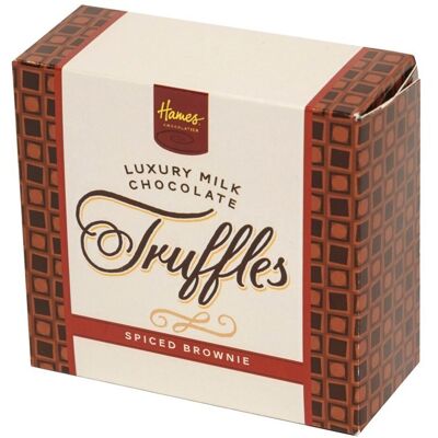 Caja de lujo de 4 trufas de brownie especiadas con chocolate con leche