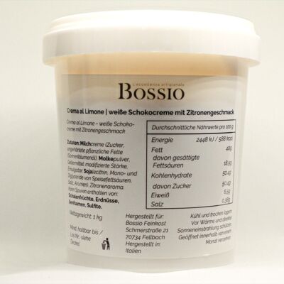 1 KG bucket: Crema al Limone Classico | white chocolate cream with lemon flavour