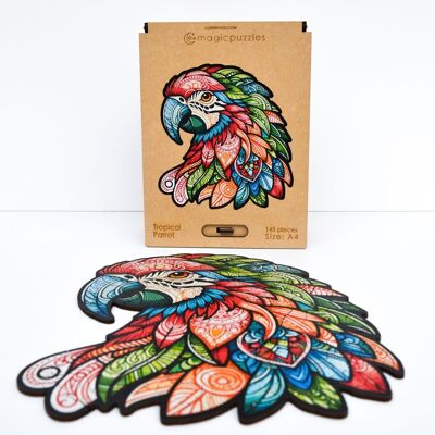 Scatola Premium A4 per puzzle con pappagallo tropicale