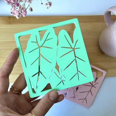 3D printed coasters in Alocasia shape | 3D printing