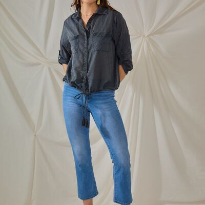 Camisa bohemia de algodón con bordado - Talla única