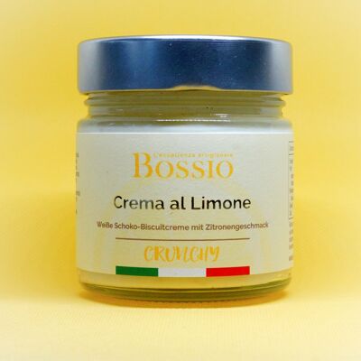 Crema al Limone Crujiente | Crema de galleta de chocolate blanco con sabor a limón.