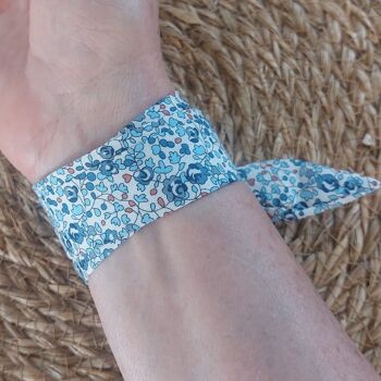 Bracelet montre interchangeable bleu, foulard bracelet tissu poignet Eloise bleu 2