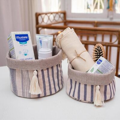 Series of 2 empty pockets, storage basket, bread basket, fabric basket