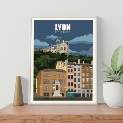 POSTER IN 18 CM BY 24 CM LYON VIEW OF PLACE SAINT-JEAN