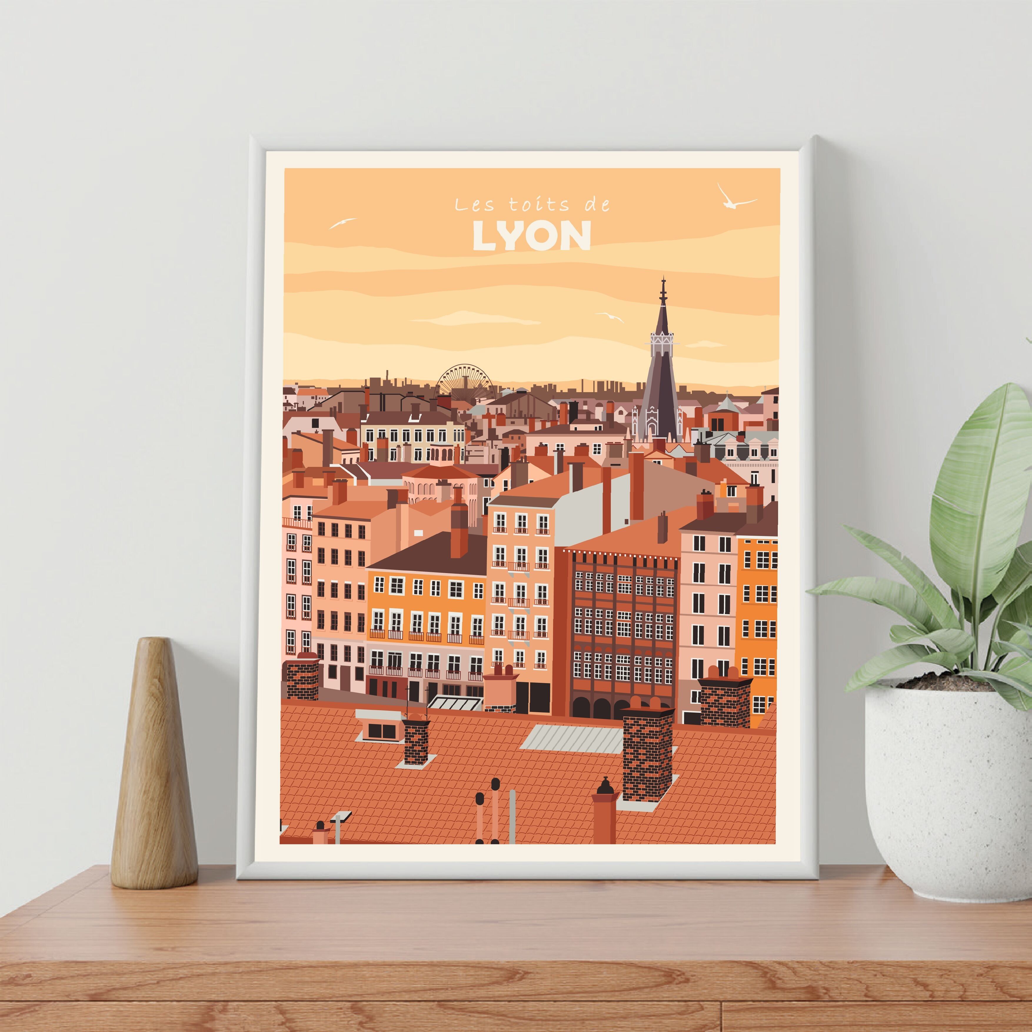 POSTER 18 CM BY 24 CM LES TOITS LYON