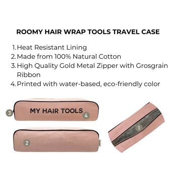 Étui de voyage pour outils d'enveloppement de cheveux spacieux, rose/blush 4