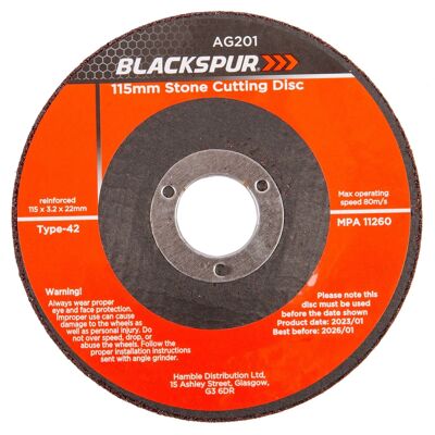 115mm x 3.2mm (4.5") Stone Cutting Disc - By Blackspur