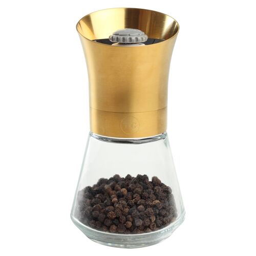 Gold Tip Top Glass Pepper Mill - By T&G