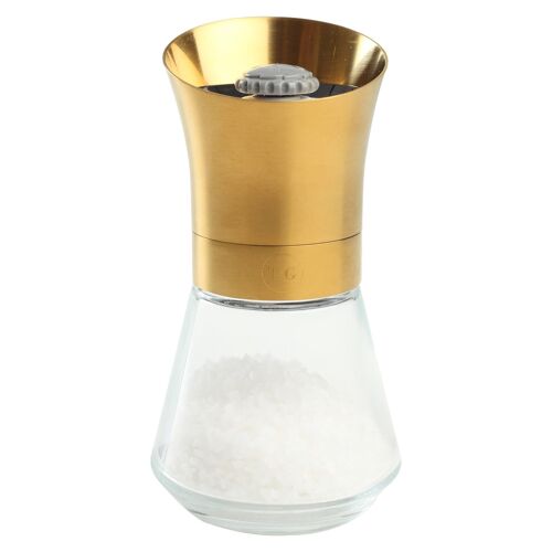 Gold Tip Top Glass Salt Mill - By T&G