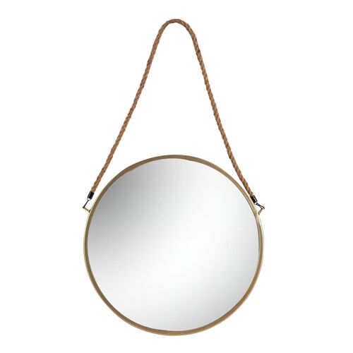 Harbour Housewares Round Framed Wall Mirror - Rope - 40cm - Gold