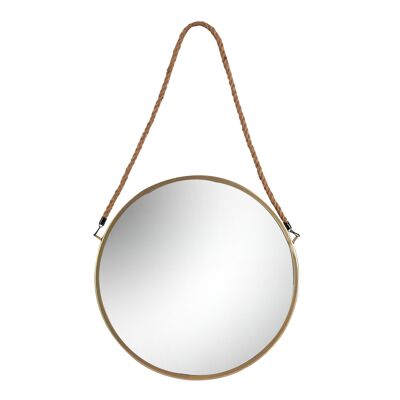 Harbour Housewares Round Framed Wall Mirror - Rope - 40cm - Gold