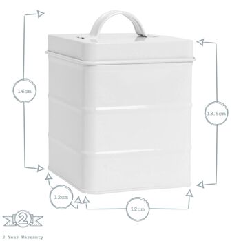 Boîte de rangement pour sucre vintage Harbour Housewares - Blanc mat 3