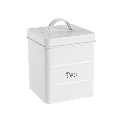 Harbour Housewares Vintage Tea Storage Canister - Matte White