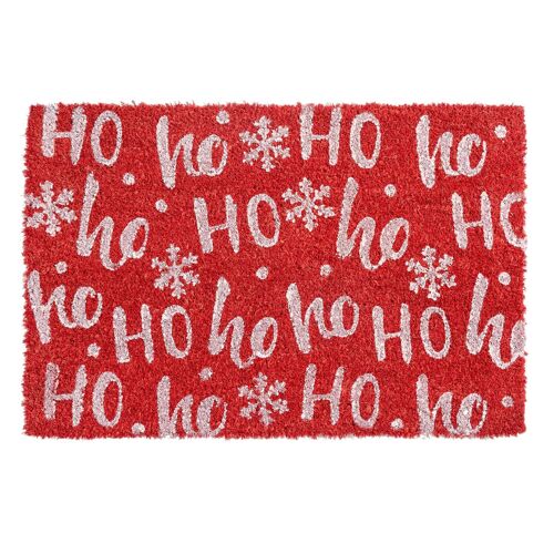 Nicola Spring Christmas Door Mat - 60 x 40cm - Ho Ho Ho - Red