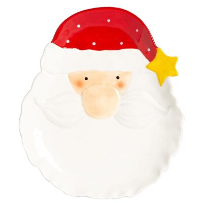 Piatto da portata natalizio Nicola Spring - 21 cm - Babbo Natale