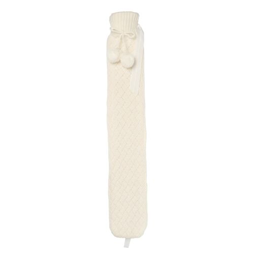 Nicola Spring Long Hot Water Bottle Cover - Knitted - Cream