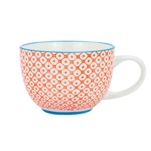 Nicola Spring Patterned Cappuccino and Tea Cup - 250ml - Orange