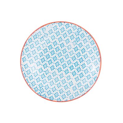 Nicola Spring Patterned Dessert Side Plate - 180mm - Blue and Orange