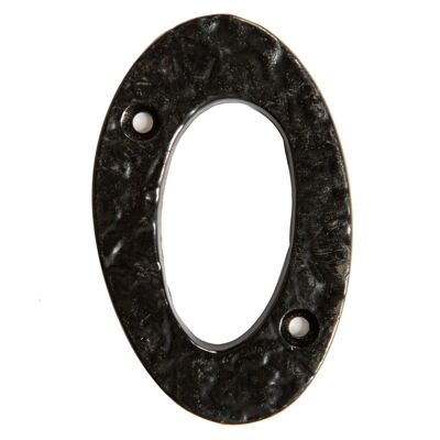 Numero 0 Numero civico in ferro rustico nero da 80 mm – Con martello e pinze