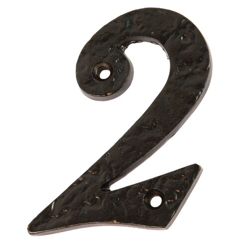 Number 2 Black 80mm Rustic Iron House Number - By Hammer & Tongs