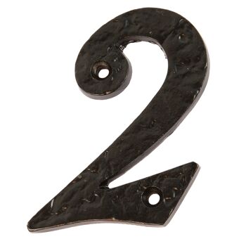 Numéro 2 Noir 80 mm Numéro de maison en fer rustique – Par Hammer & Tongs 1