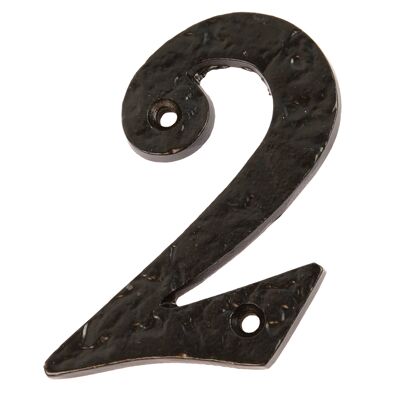 Numero 2 Numero civico in ferro rustico nero da 80 mm – Con martello e pinze