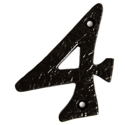 Numero 4 Numero civico in ferro rustico nero da 80 mm – Con martello e pinze