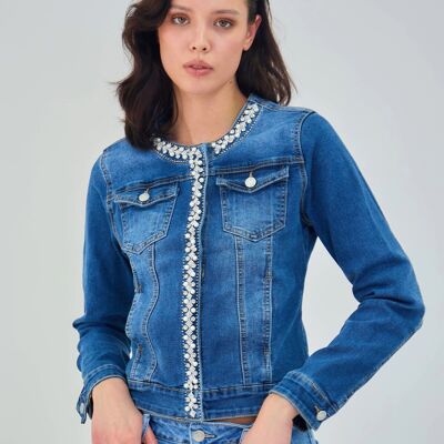 Veste femme en jeans ( Perle et Strass )