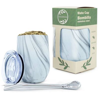 Marble Mate Calabash with Bombilla, Steel Mate Cup