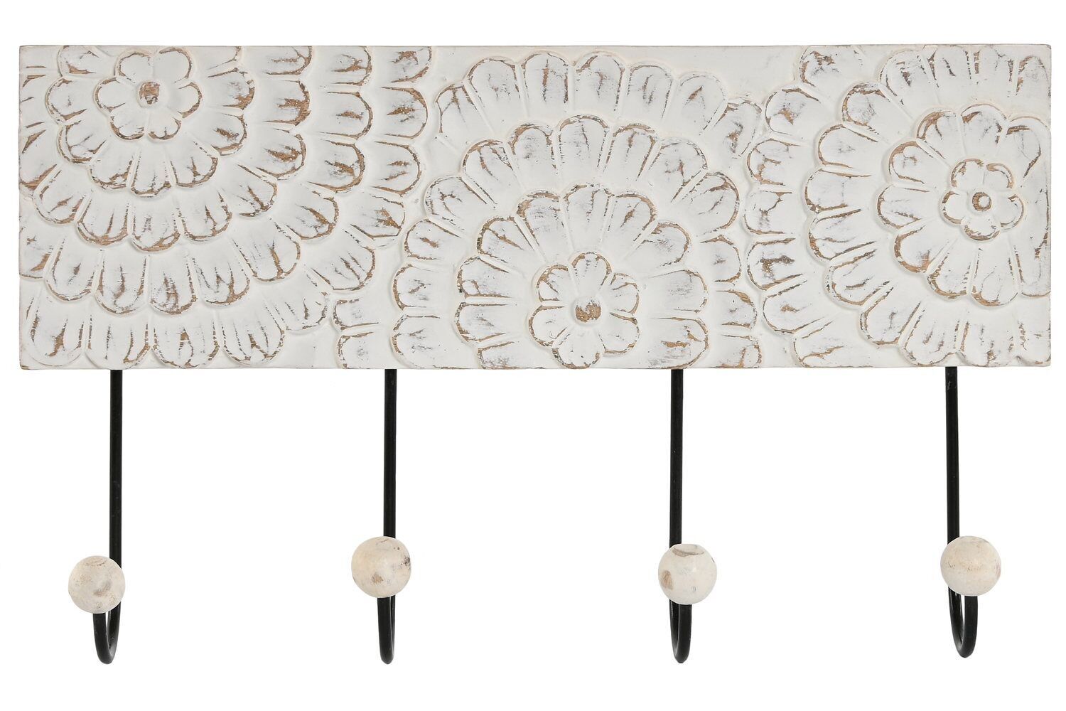 Garderobenständer aus MDF-Metall, 40,5 x 7,5 x 23,5, weiße Blume, LD208829