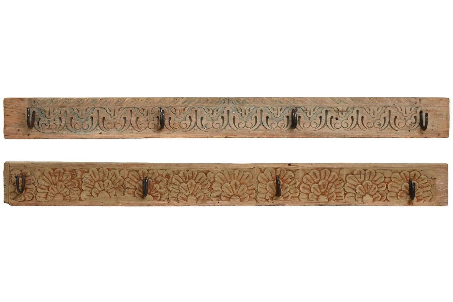 Wandgarderobe aus geschnitztem Holz, 120 x 4 x 15, Sortiment LD213746